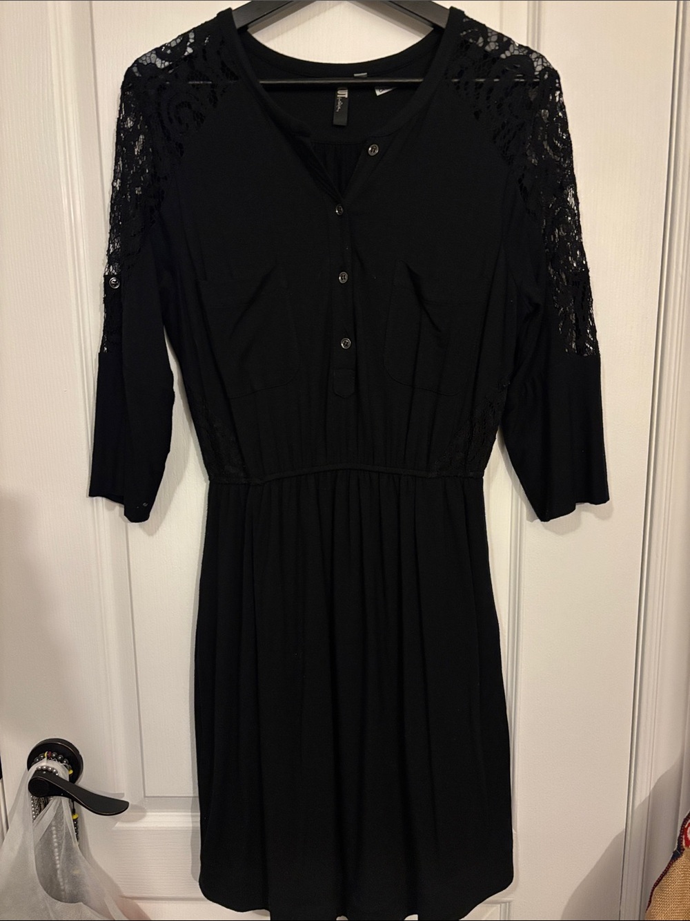 Black Lace-Sleeve Women’s Dress